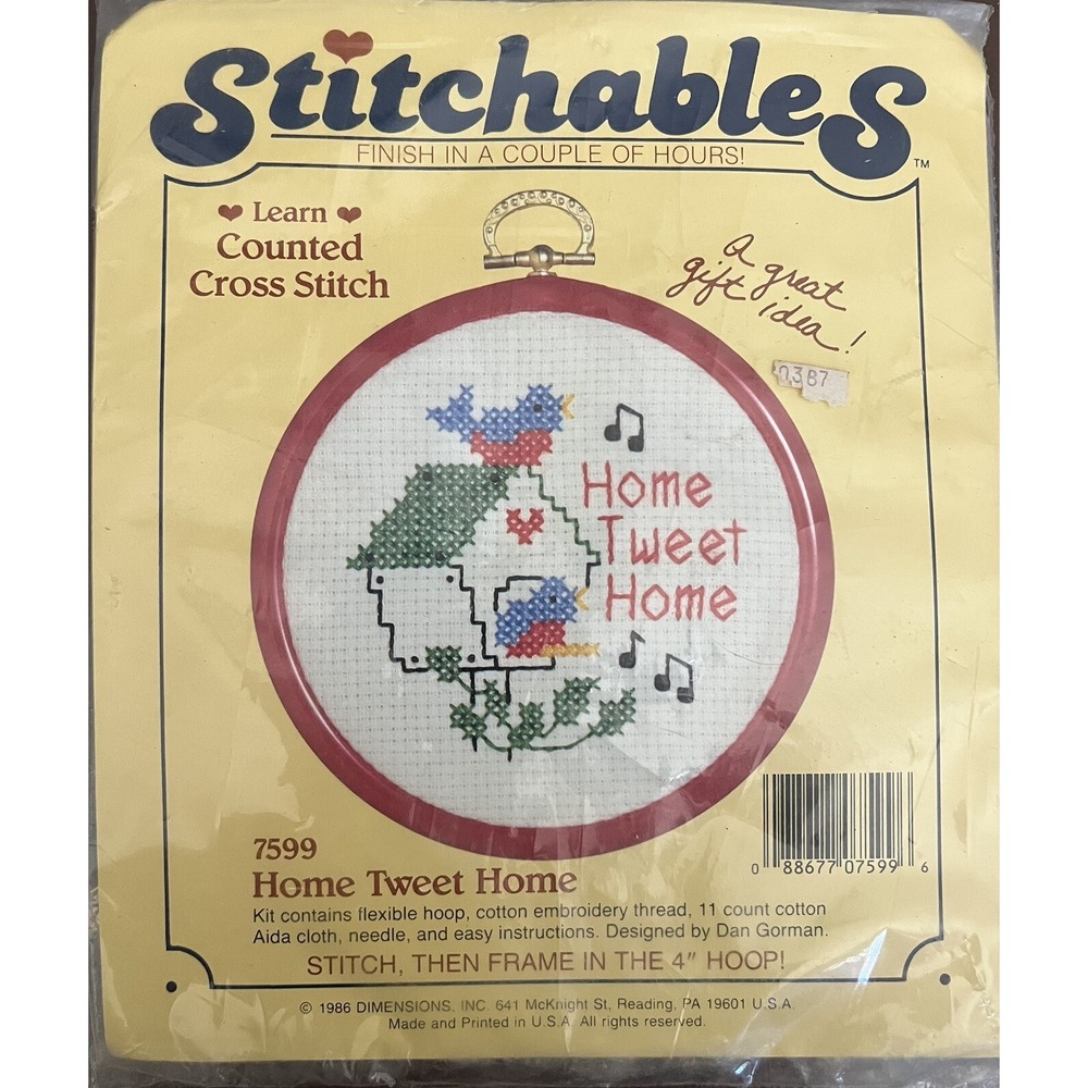 Vintage Dimensions Stitchables Counted Cross Stitch - Home Tweet‎ Home 1986 NOS